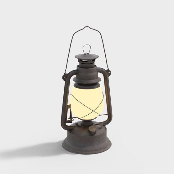 Black Kerosene Lamp 3D Model