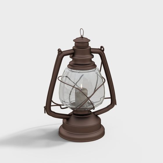 Charming Kerosene Lamp 3D Model in Brown