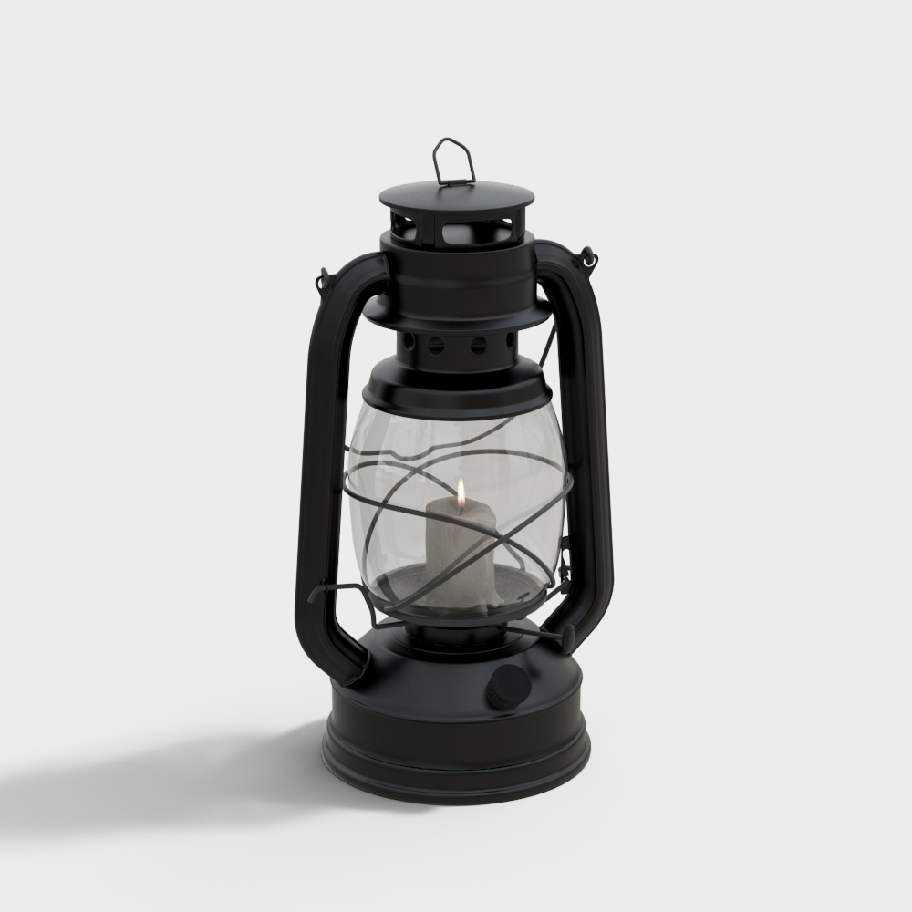 Vintage Oil Lamp 3D Model – Classic Lighting Fixture