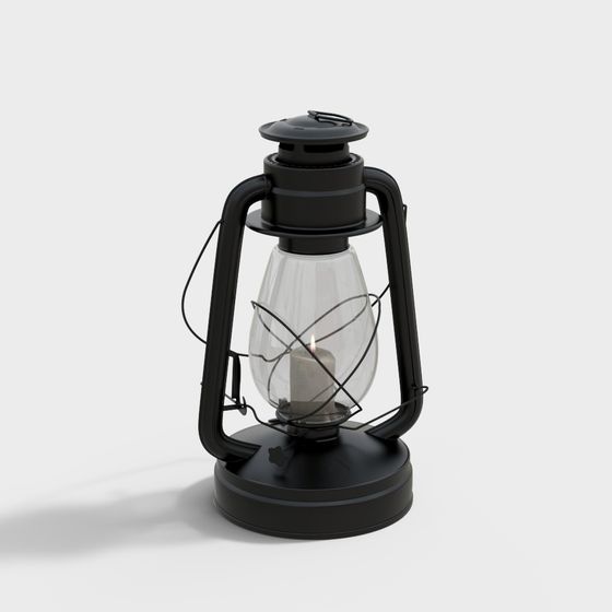 Black Kerosene Lamp 3D Model for Outdoor Spaces