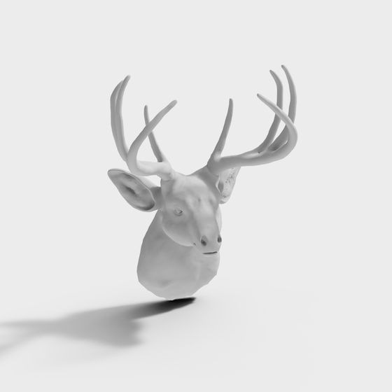Realistic Low Poly Deer Head 3D Model