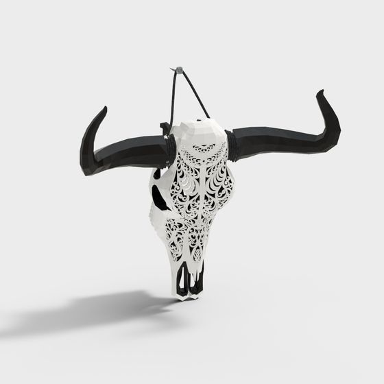 Realistic Low-Poly Bull Skull 3D model