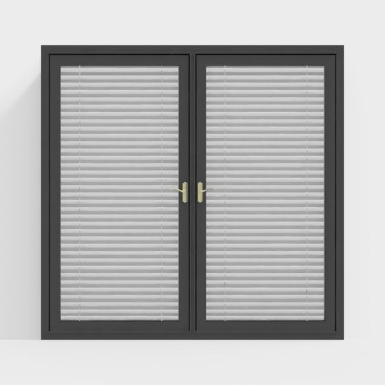 Modern Minimalist Double Door Window 3D model
