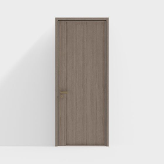 Modern Minimalist Interior Door 3D Model in Wood Color