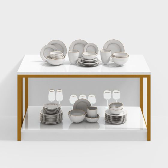 Elegant Tableware Display Rack 3D model
