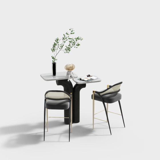 Minimalist Coffee Table and Chairs 3D model