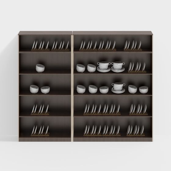 Stylish Kitchen Display Cabinet 3D model