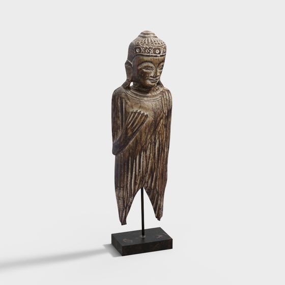 Low-Poly High-Detail Ancient Statue 3D model