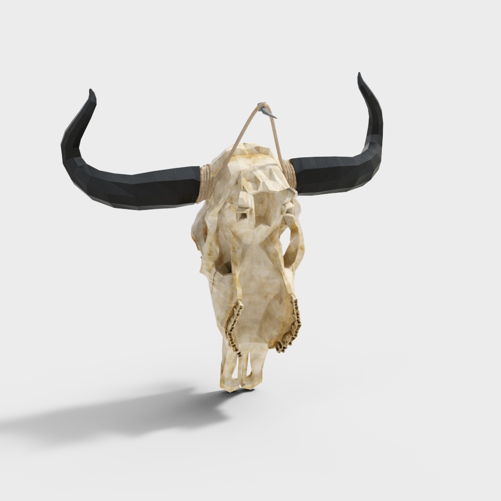 Realistic Low Polygon Bull Skull 3D model