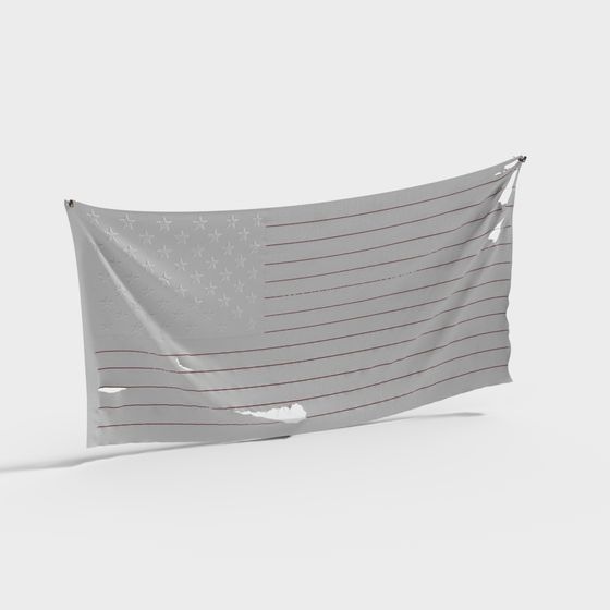 Worn American Flag 3D Model for Creative Design