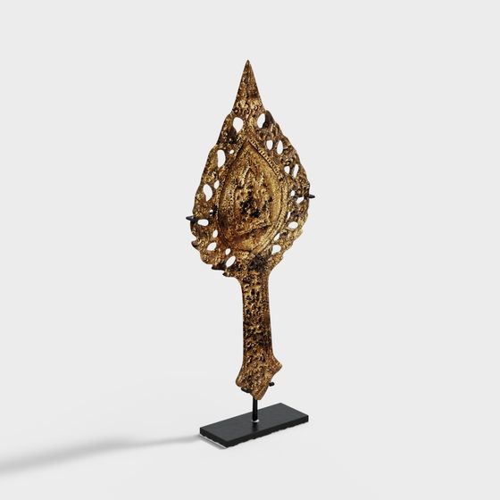 Golden Artifact Low-Poly 3D Model