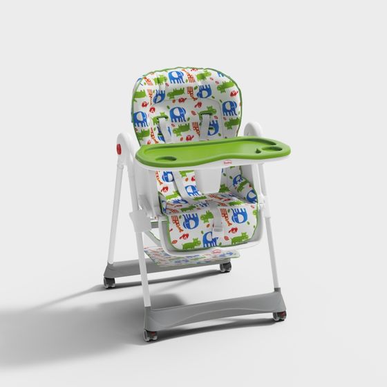 Playful High Chair 3D Model for Kids