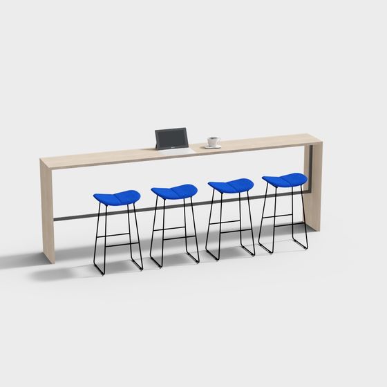 Stylish Low-Polygon Bar Counter 3D model