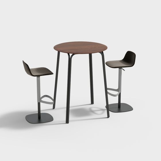 Elegant Round Table and Bar Stool Set 3D model