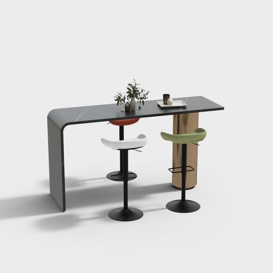 Elegant Minimalist Bar Counter 3D model