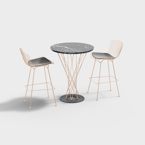 Urban Corner Coffee Table and Bar Stools 3D model