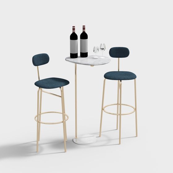 Stylish Minimalist Bar Stool 3D model for Contemporary Spaces