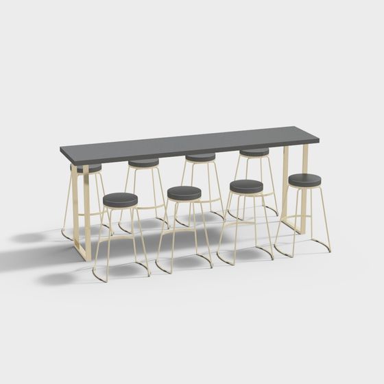 Modern Minimalist Bar Table and Stool 3D model