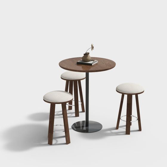 Elegant Round Table and Stool Set 3D model for Modern Interiors