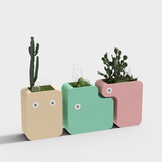 Vibrant Low-Poly 3D Planters for Chic Interiors