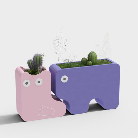 Whimsical Planter Duo 3D model