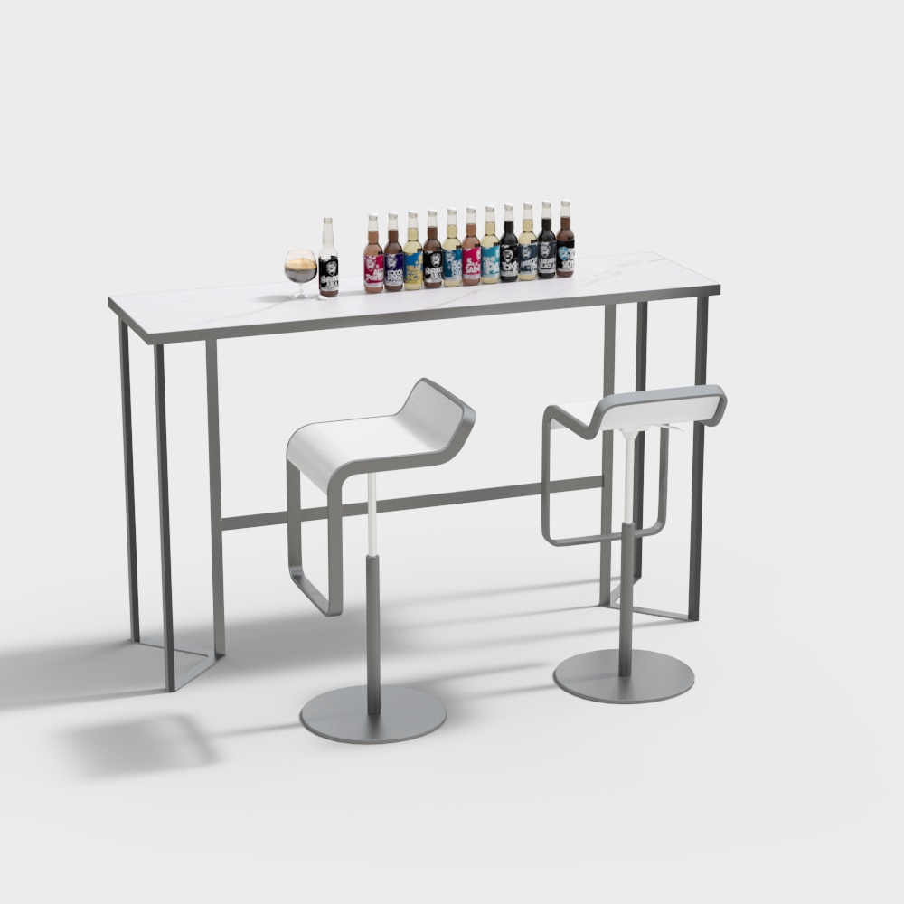 Stylish Low-Poly Bar Counter 3D model