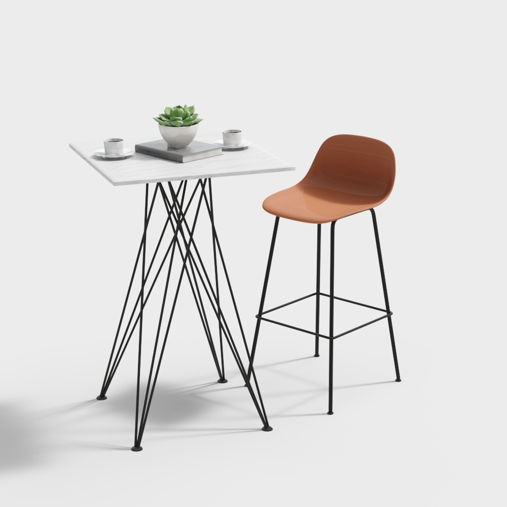 Ensemble table haute et chaises pour café