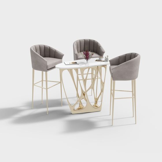 Elegant Dining Table and Chair Set 3D model