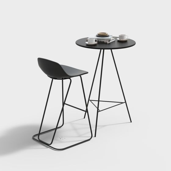 Urban Corner Chair and Table Set 3D model