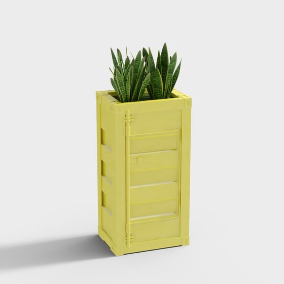 Low-Poly Container Planter 3D Model