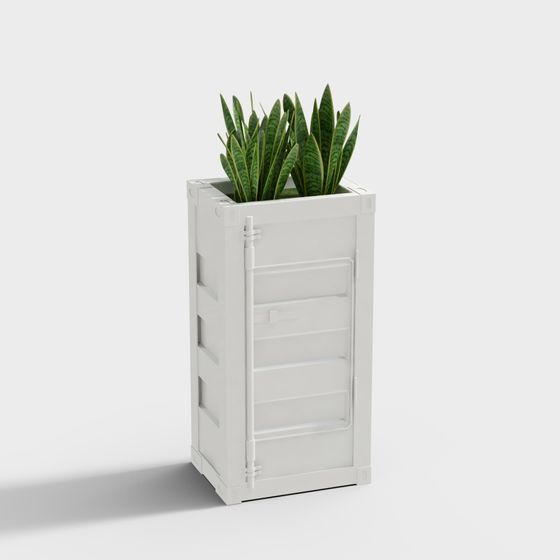 Stylish Container Planter 3D model for Modern Environments