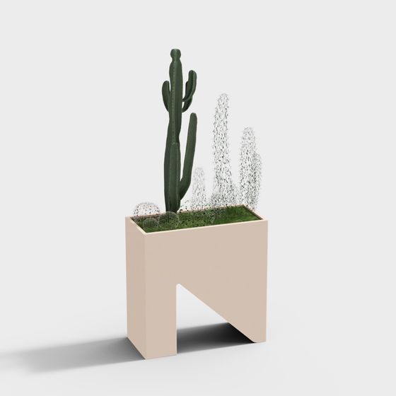 Desert Oasis Low Poly Plant Pot 3D model