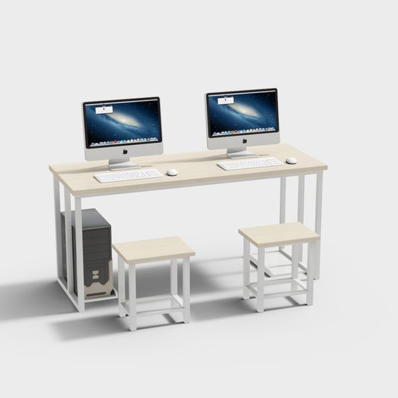 Sleek Modern Desk 3D model for Creative Spaces