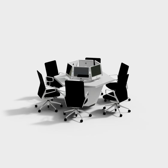 Modern Meeting Table and Chairs 3D model