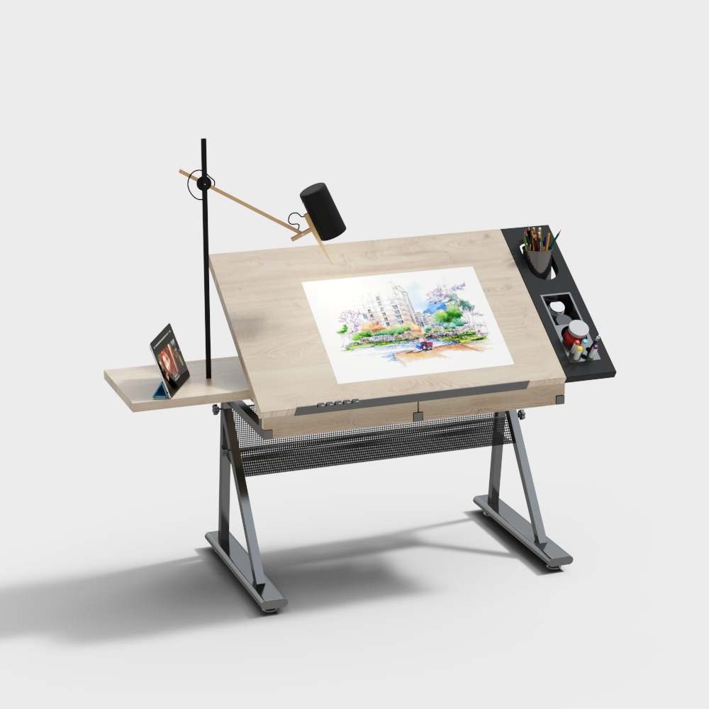 Liftable drawing table