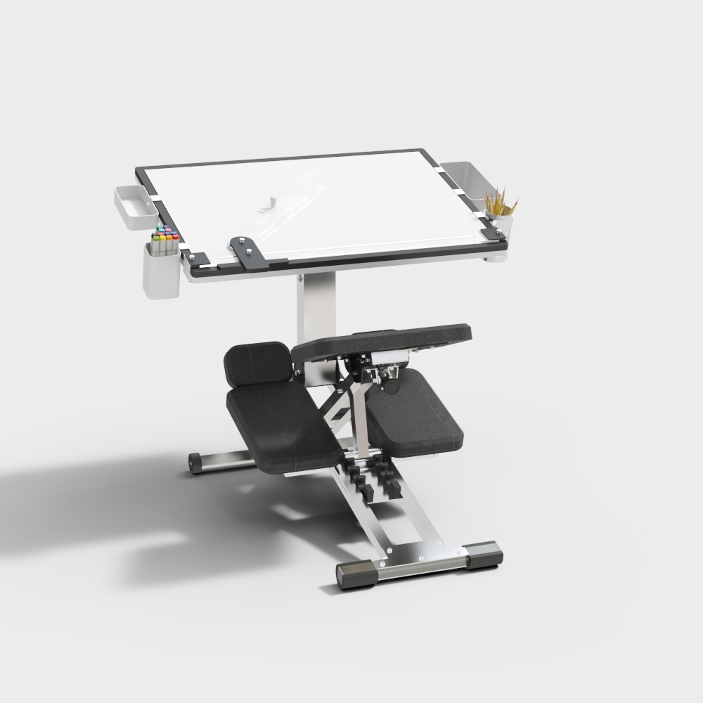 Liftable integrated drawing table and chair