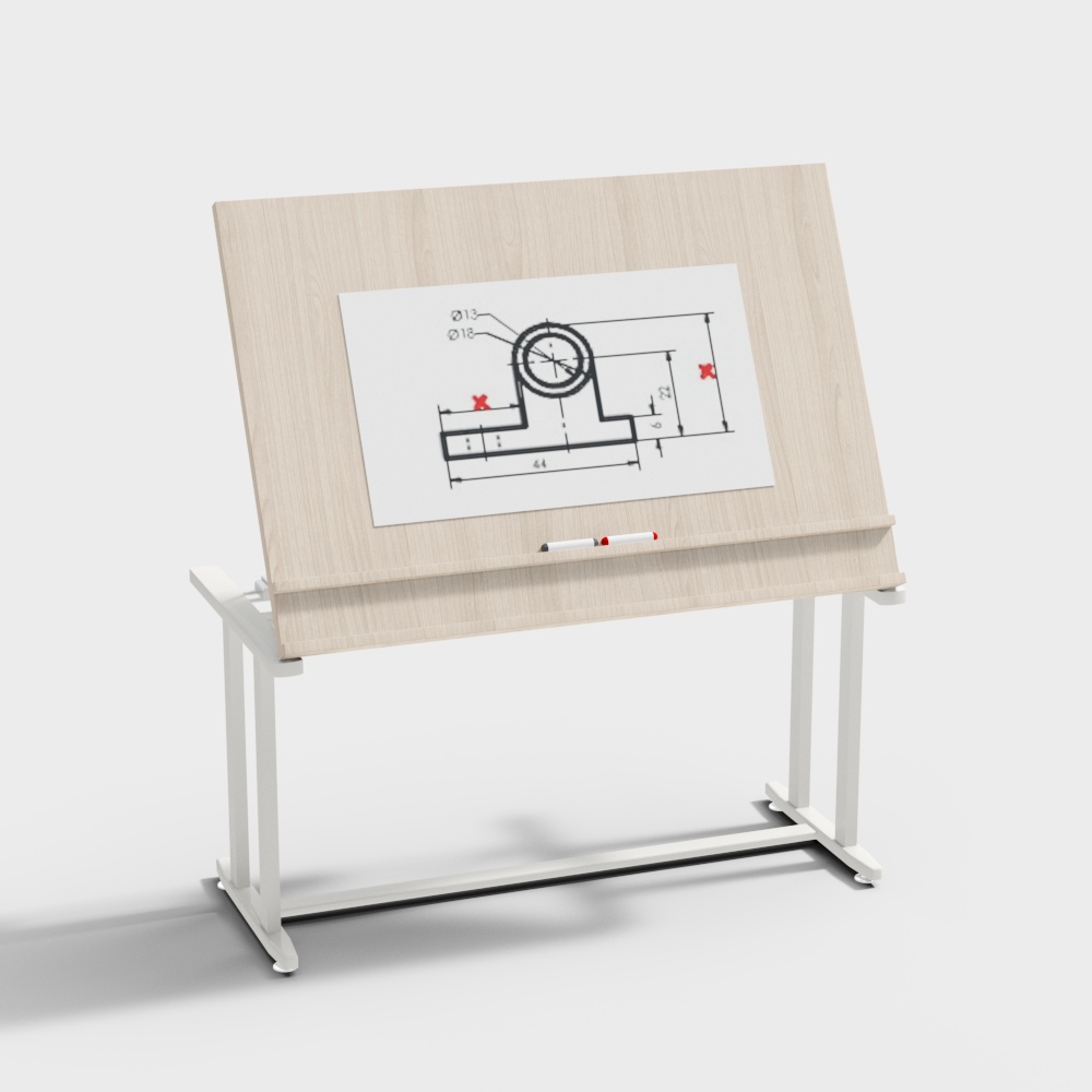 Stylish Drawing Desk 3D model for Designers