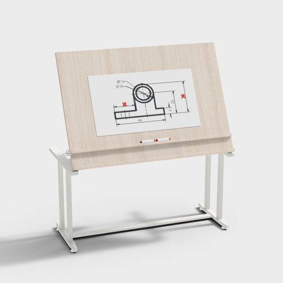 Stylish Drawing Desk 3D model for Designers