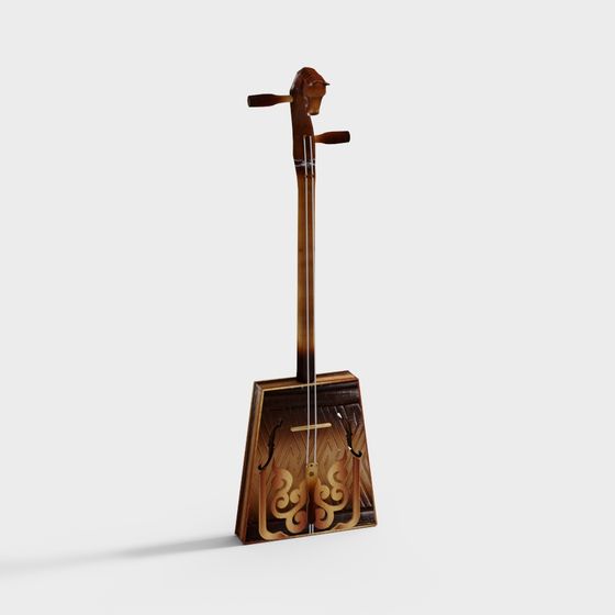 Ancient Guqin 3D model with Elegant Design