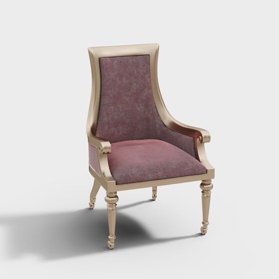 Elegant 19th Century Rococo Style Armchair 3D model