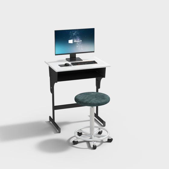 Minimalist Modern Workstation Desk 3D model