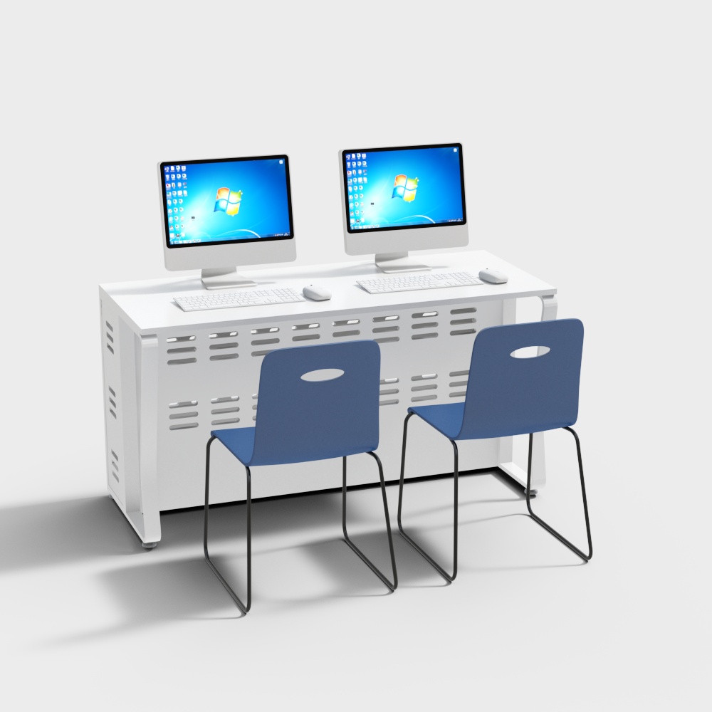 Classroom computer desk and chair combination