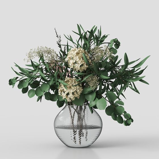 Glass Vase with Natural Beauty 3D model