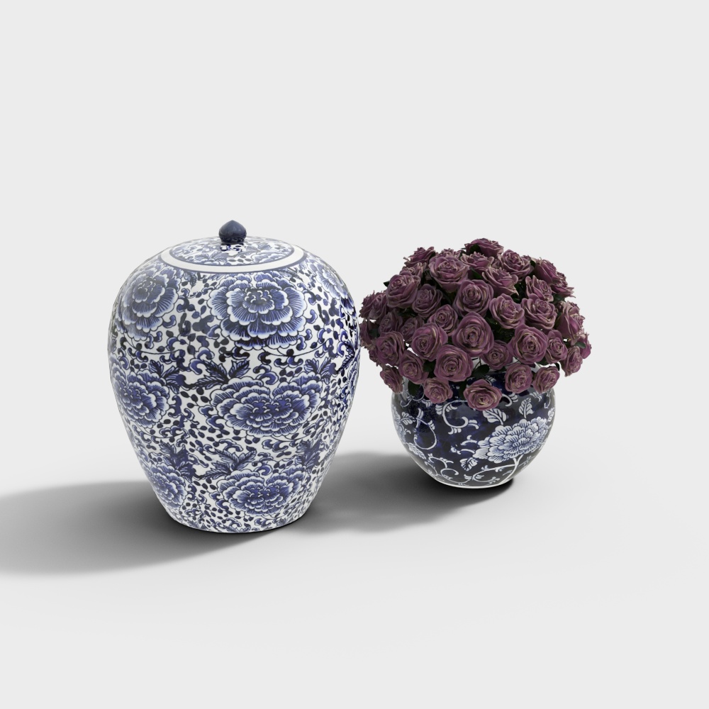 Blue and white porcelain vase ornaments