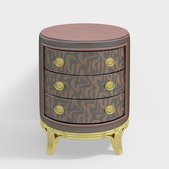 Elegant 3D Model Nightstand with Vintage and Modern Design