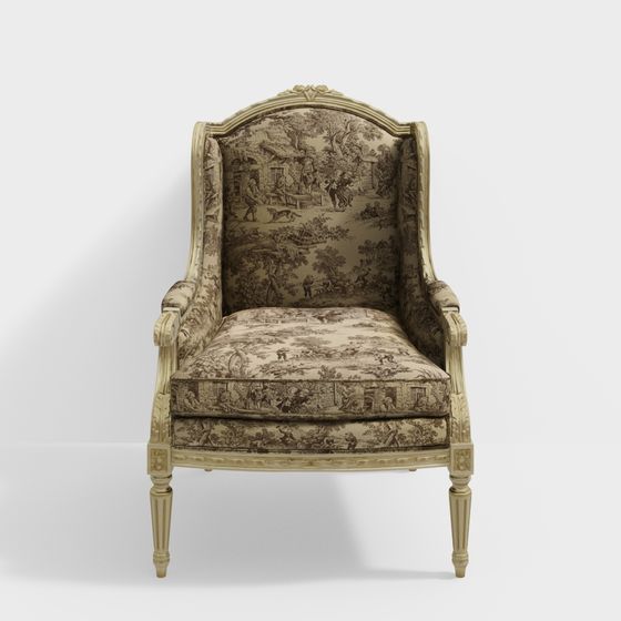 Elegant Rococo Armchair 3D model