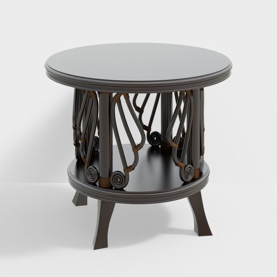 Vintage Round Side Table 3D model
