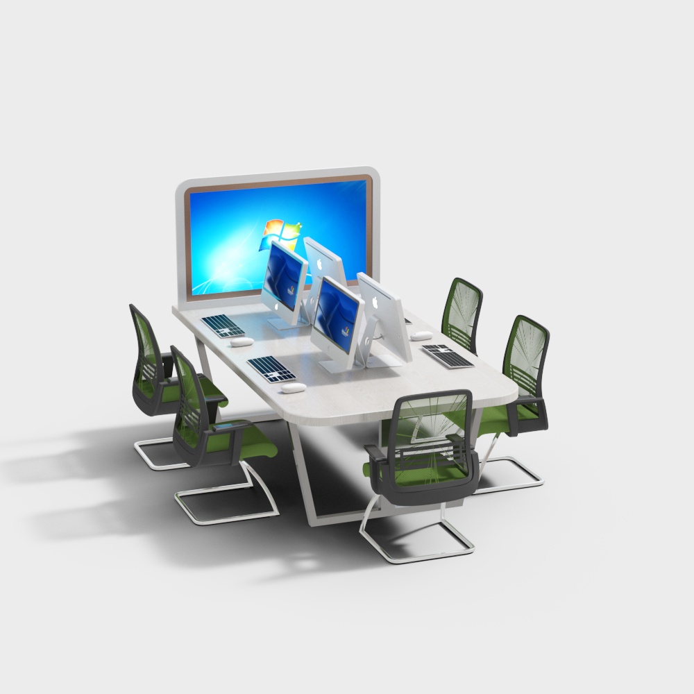 Computer room desk and chair combination