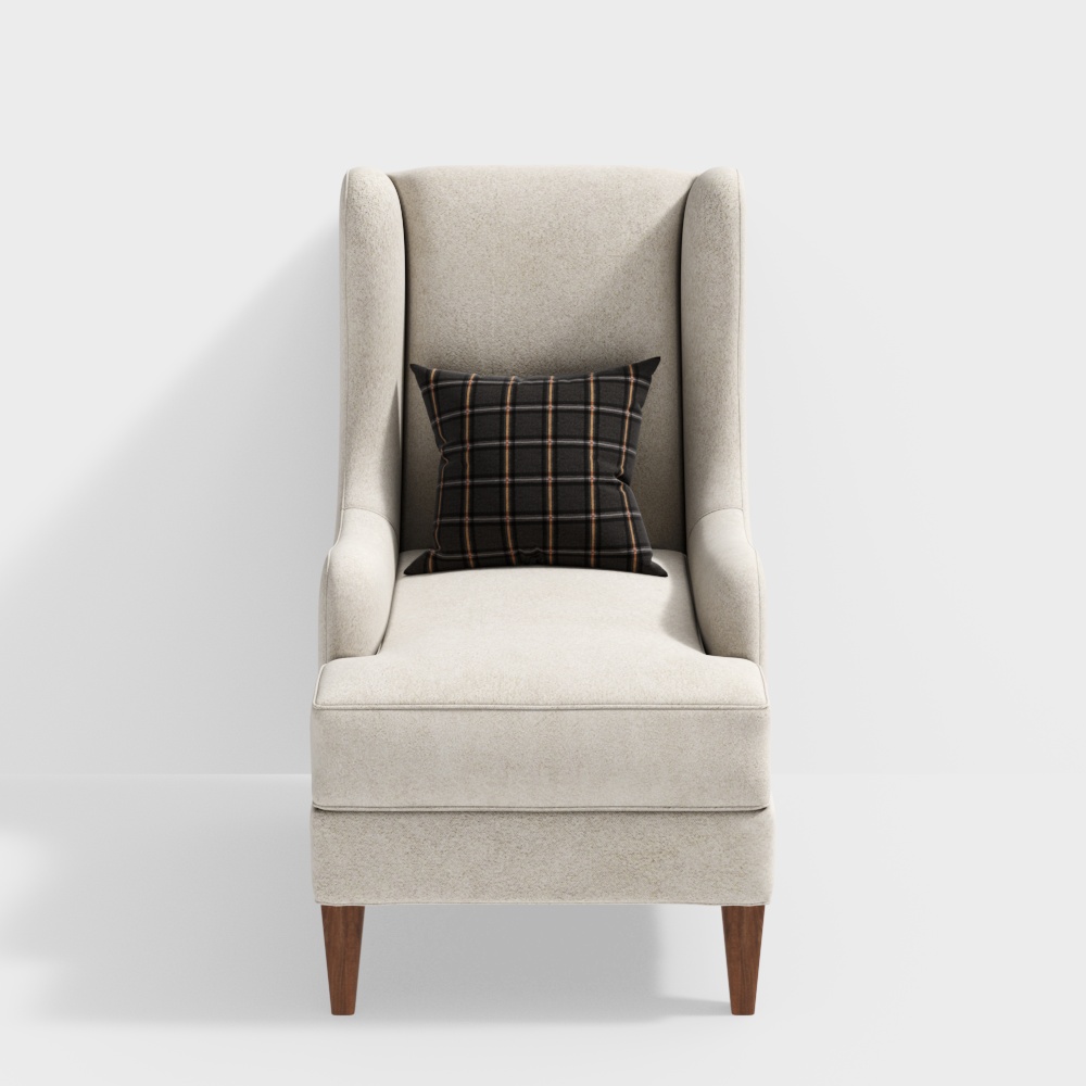 Cozy Wingback Chair 3D Model – Classic Upholstered Design