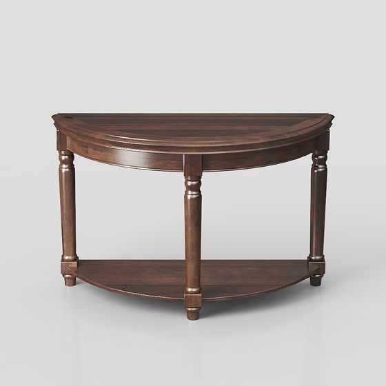 Half-Round Wooden Side Table 3D model for Modern Spaces